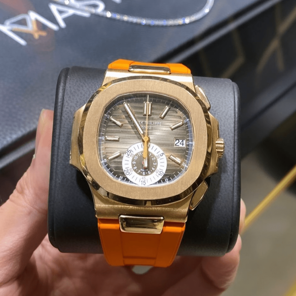 FKM Vulcanized Orange Rubber Strap for Patek Nautilus - Tempomat Madrid