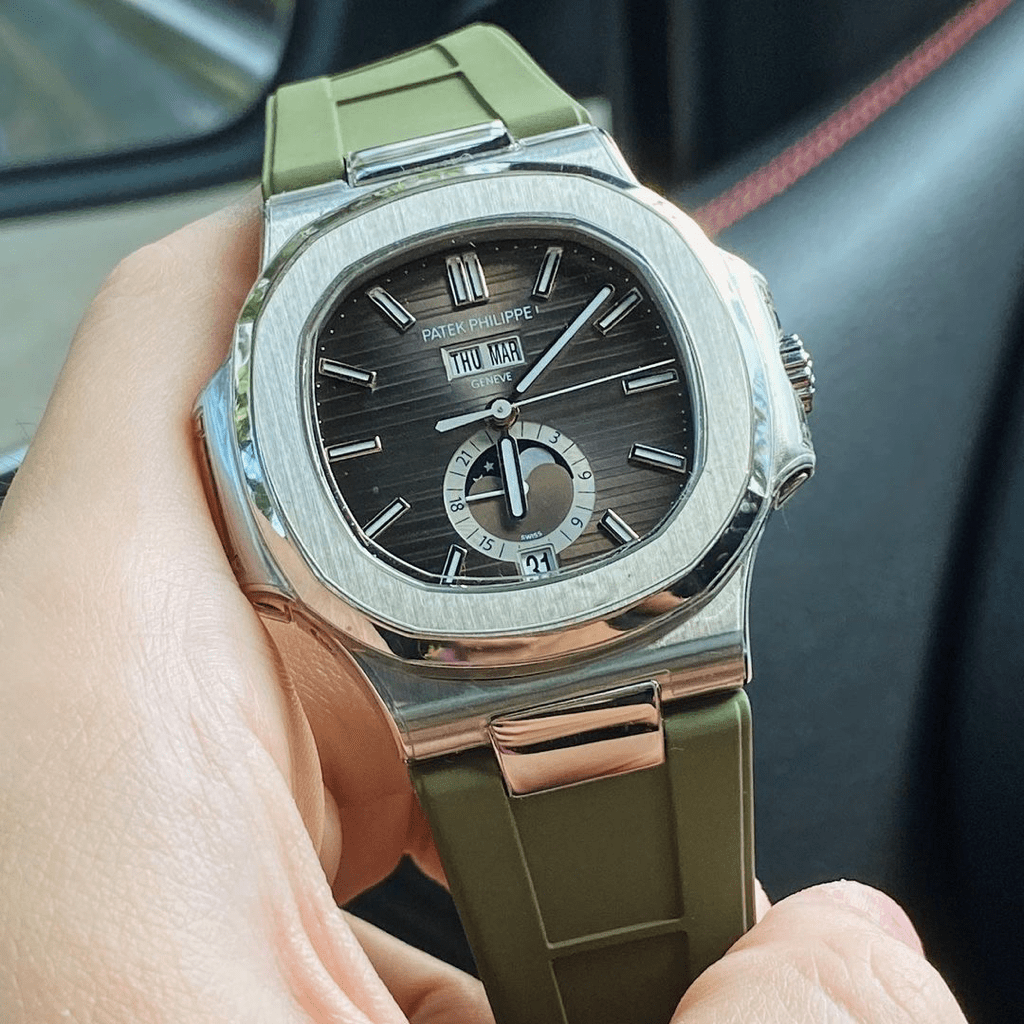 FKM Vulcanized Green Rubber Strap for Patek Nautilus - Tempomat Madrid
