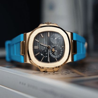 FKM Vulcanized Blue Marbella Rubber Strap for Patek Nautilus - Tempomat Madrid
