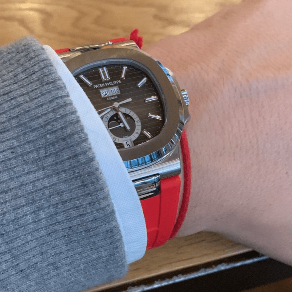 FKM Vulcanized Flashy Red Rubber Strap for Patek Nautilus - Tempomat Madrid