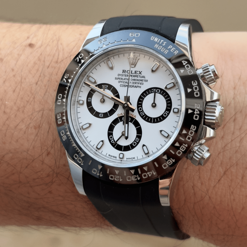 FKM Vulcanized Black Rubber strap for Rolex Deployant buckle - Tempomat Madrid