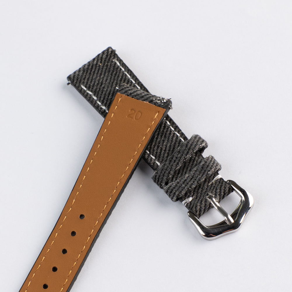 SLIM DENIM - pasek tekstylny - ciemny szary