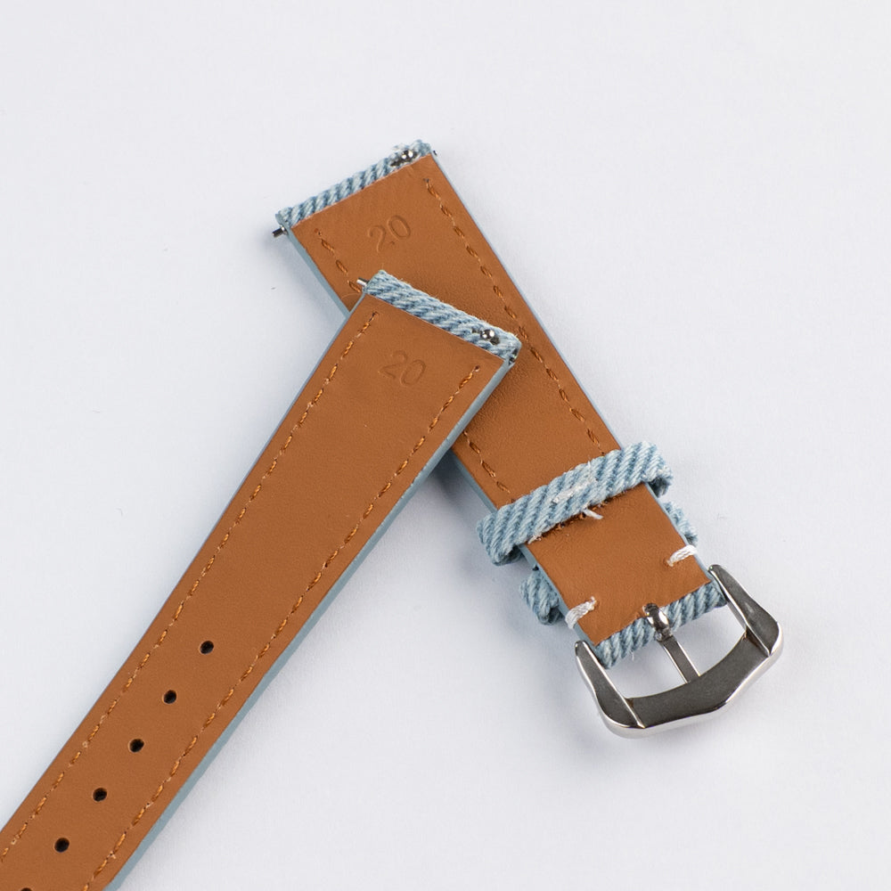 SLIM DENIM - pasek tekstylny - błękitny