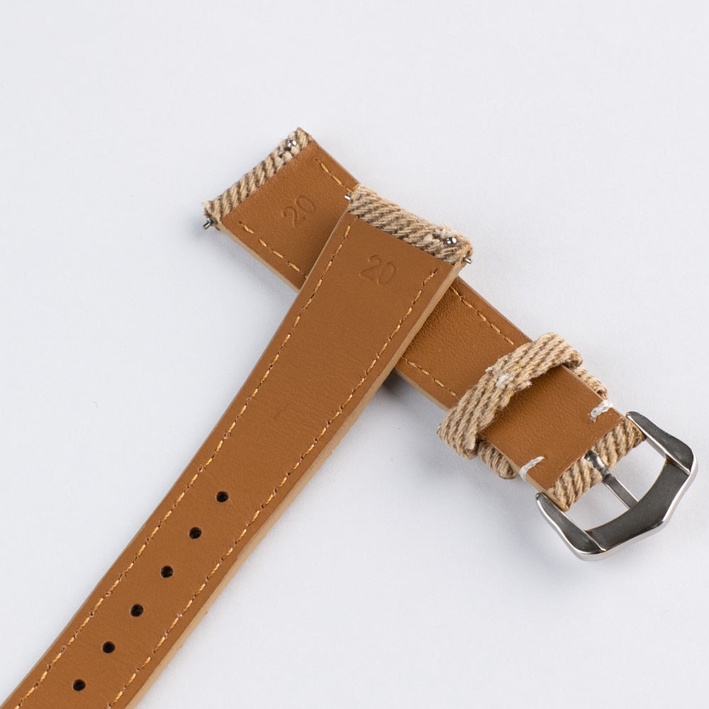 SLIM DENIM - pasek tekstylny - piaskowy