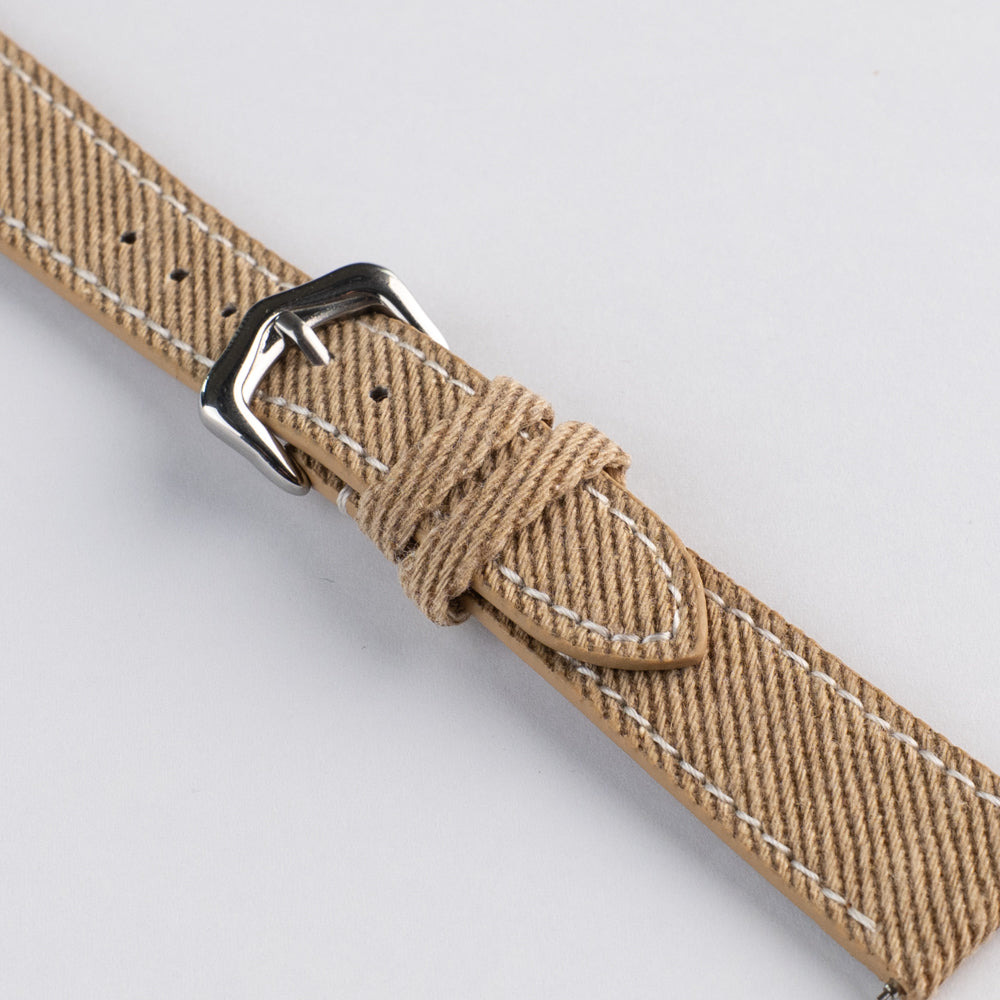 SLIM DENIM - pasek tekstylny - piaskowy