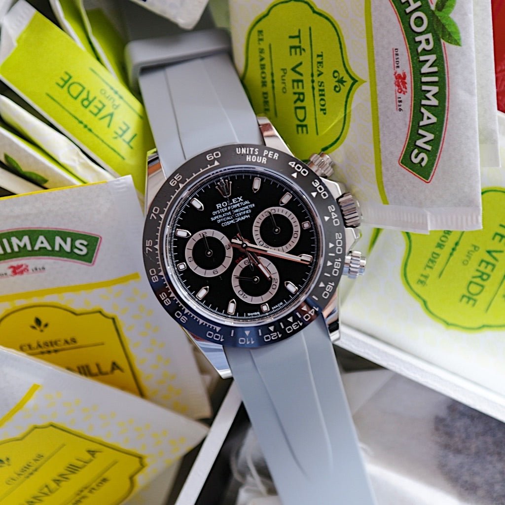 20mm Curved Ended Grey Rubber Strap - Tempomat Madrid