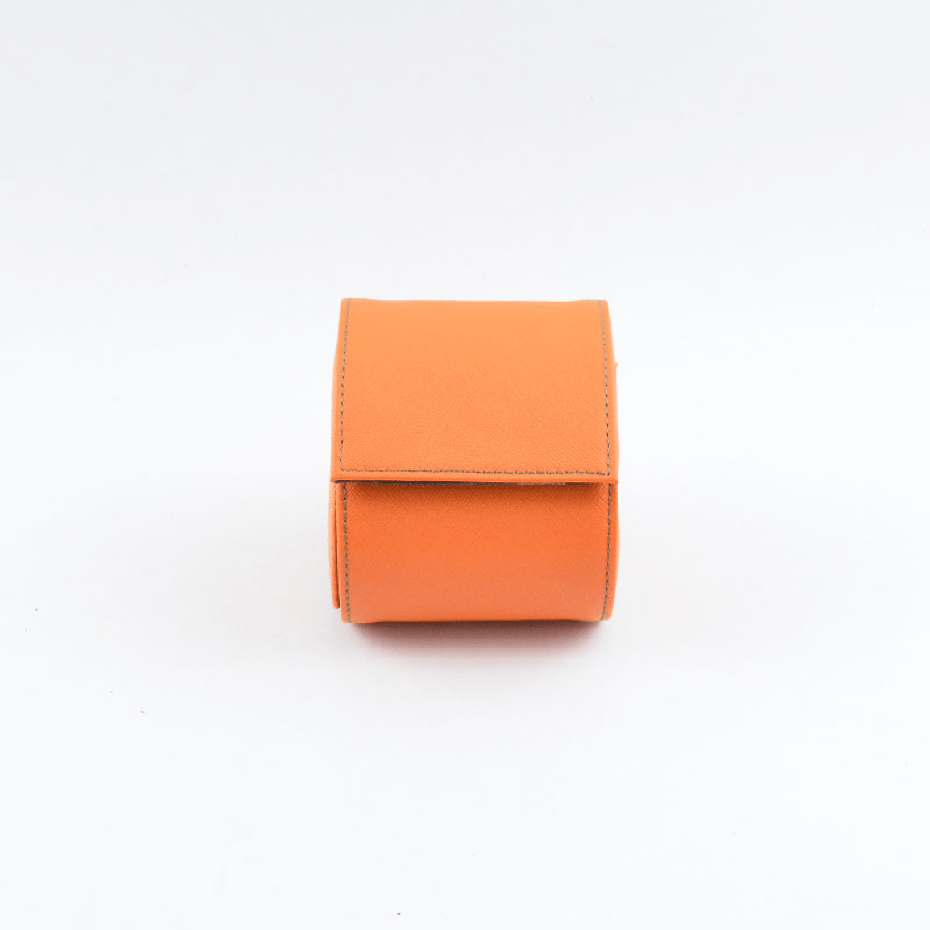 Individual Orange Saffiano Leather Watch Roll - Tempomat Madrid