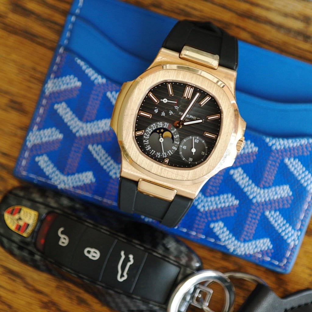 FKM Vulcanized Black Rubber Strap for Patek Nautilus - Tempomat Madrid