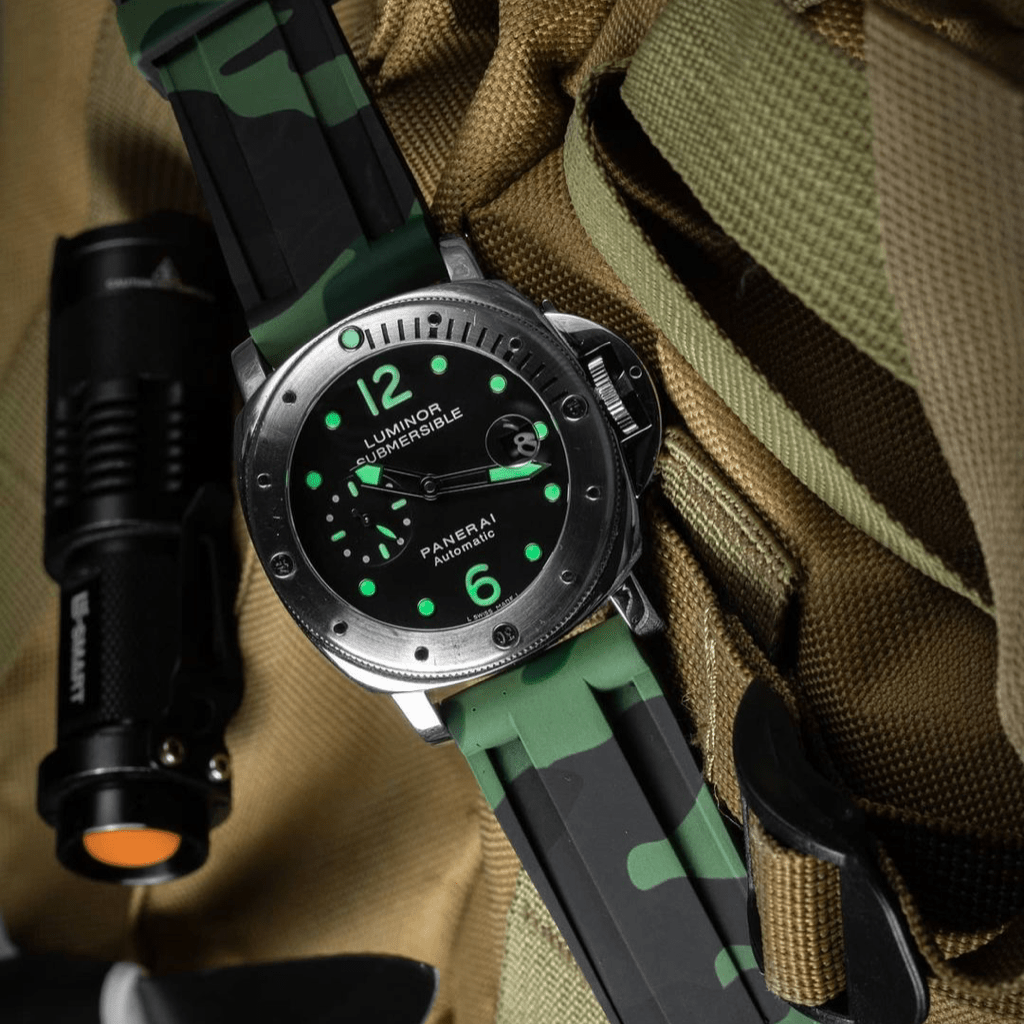 24mm Green Camo Rubber Strap - Tempomat Madrid