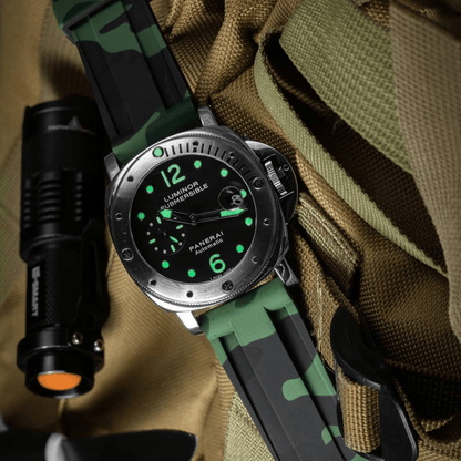 24mm Green Camo Rubber Strap - Tempomat Madrid