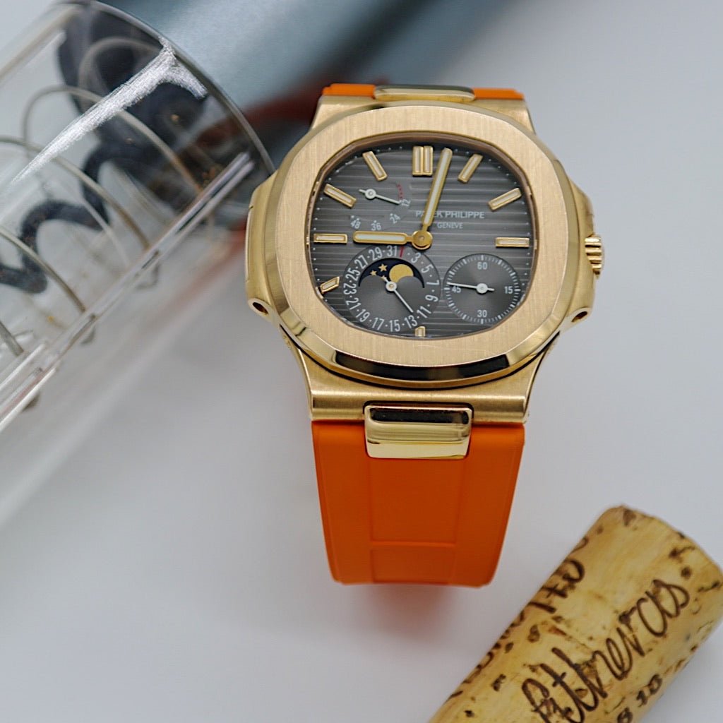 FKM Vulcanized Orange Rubber Strap for Patek Nautilus - Tempomat Madrid