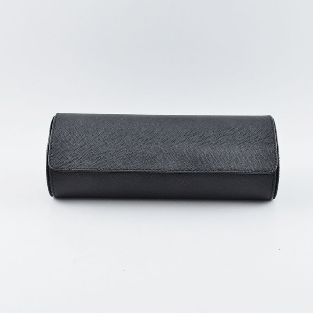 Full Black Saffiano Leather Watch Roll - Tempomat Madrid