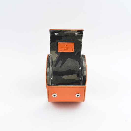 Individual Orange Saffiano Leather Watch Roll - Tempomat Madrid