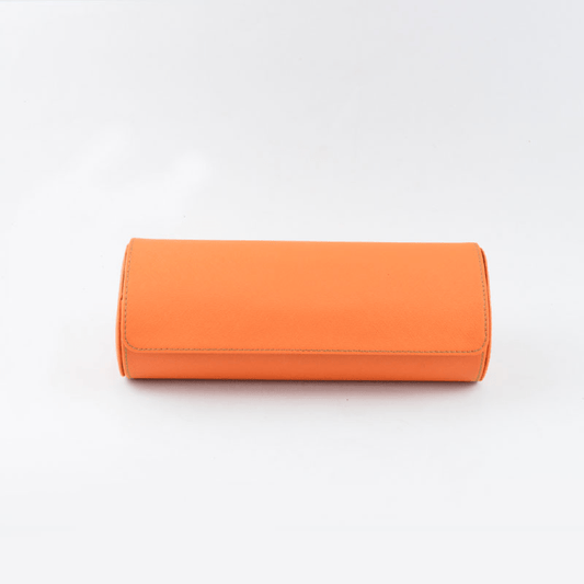 Orange Saffiano Leather Watch Roll - Tempomat Madrid