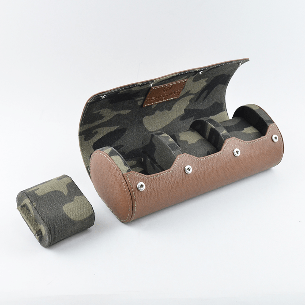 Brown Saffiano Leather Watch Roll - Tempomat Madrid