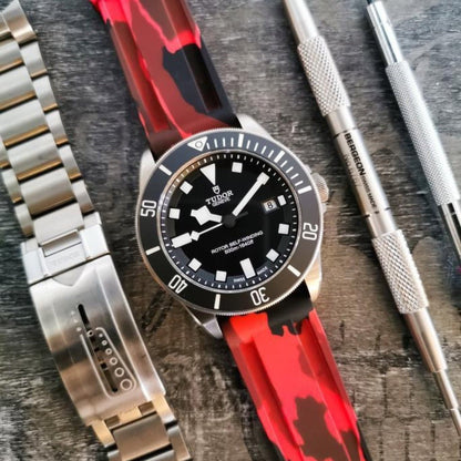 22mm Red Camo Rubber Strap - Tempomat Madrid