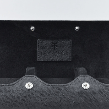 Full Black Saffiano Leather Watch Roll - Tempomat Madrid
