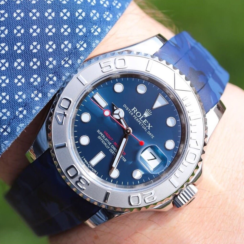 20mm Curved Ended Blue Camo Rubber Strap - Tempomat Madrid