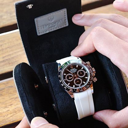 Individual Grey Saffiano Leather Watch Roll - Tempomat Madrid