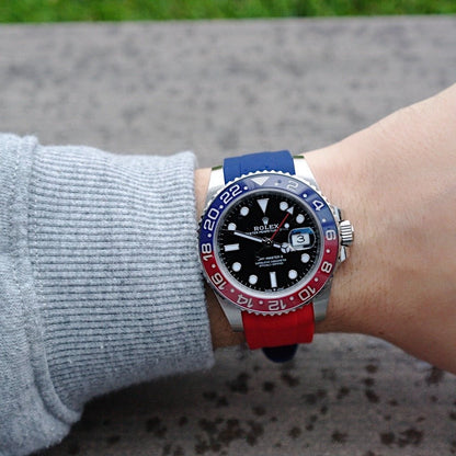 20mm Curved Ended Pepsi Rubber Strap - Tempomat Madrid