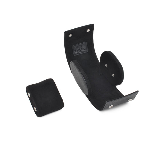 Black Natural Leather Watch Roll - Tempomat Madrid