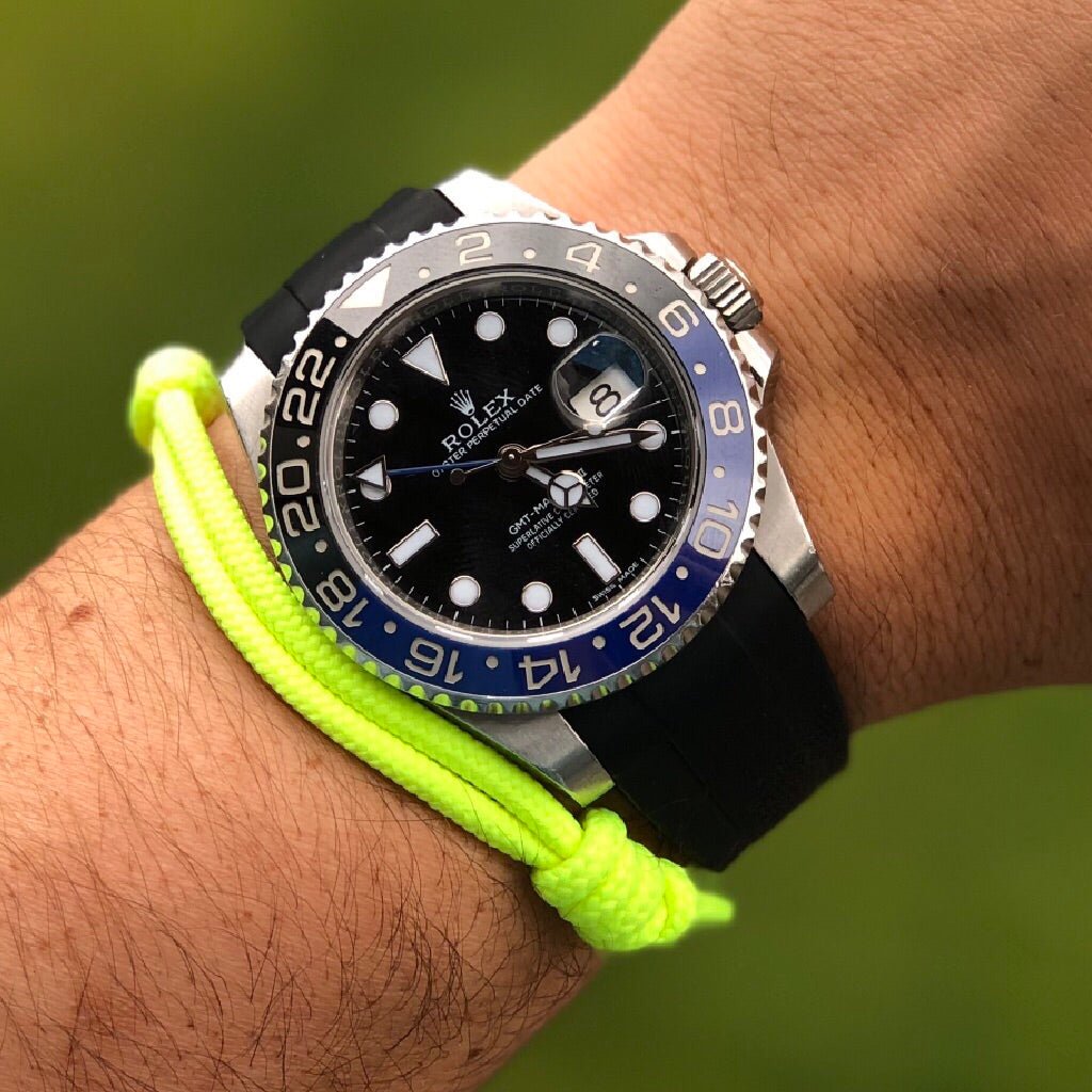 20mm Curved Ended Black Rubber Strap - Tempomat Madrid