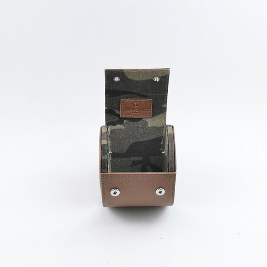 Individual Brown Saffiano Leather Watch Roll - Tempomat Madrid