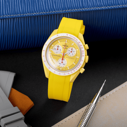 20mm Curved Ended Yellow Lemon Rubber Strap - Tempomat Madrid