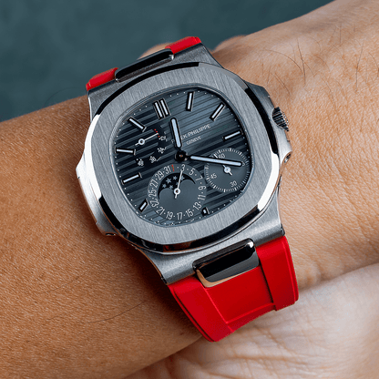 FKM Vulcanized Red Rubber Strap for Patek Nautilus - Tempomat Madrid