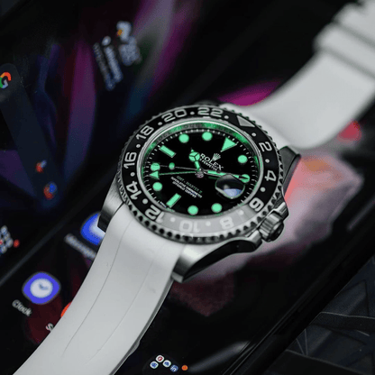 20mm Curved Ended White Rubber Strap - Tempomat Madrid