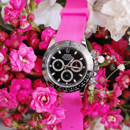 Limited Edition 20mm Curved Ended Pink Rubber Strap - Tempomat Madrid