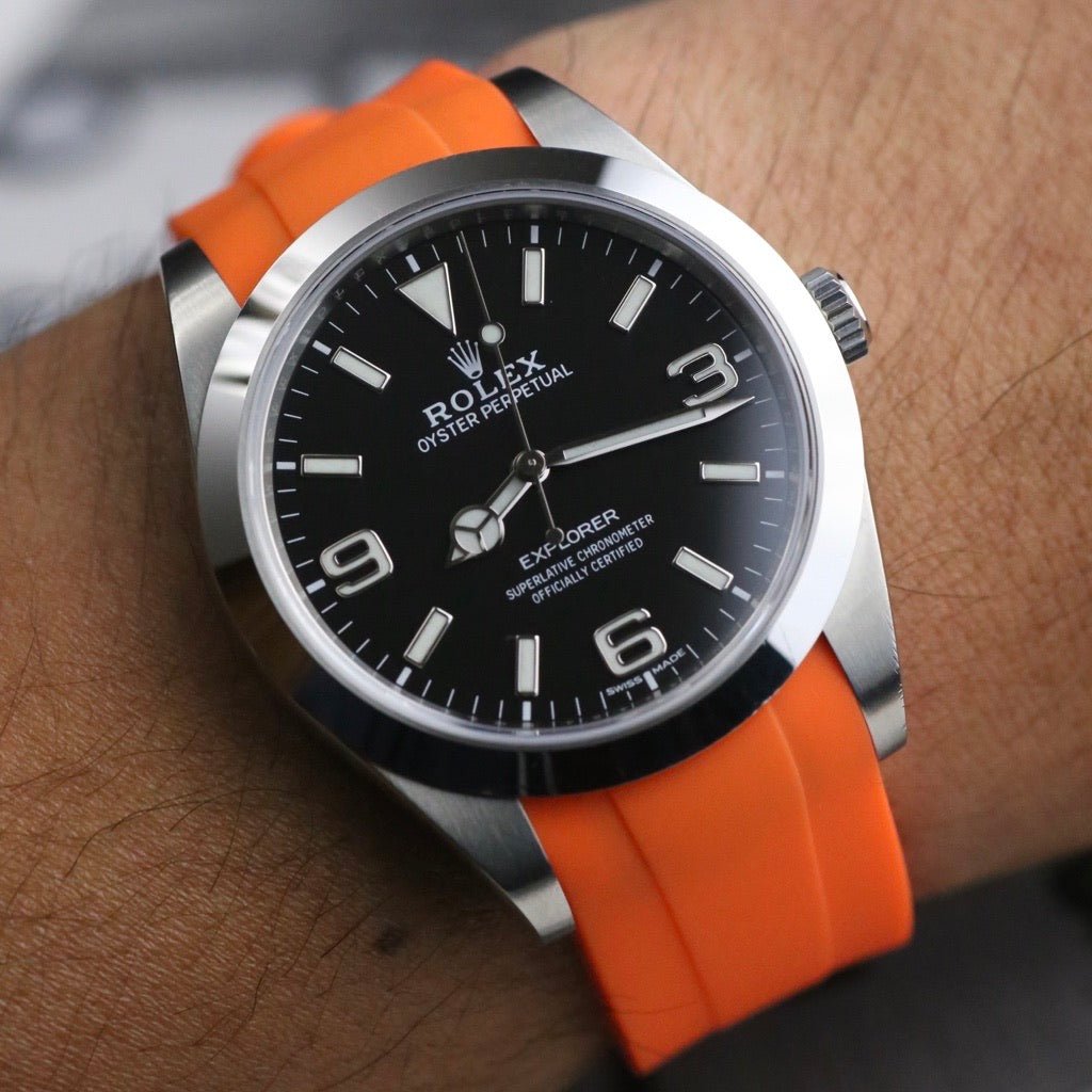 20mm Curved Ended Orange Rubber Strap - Tempomat Madrid