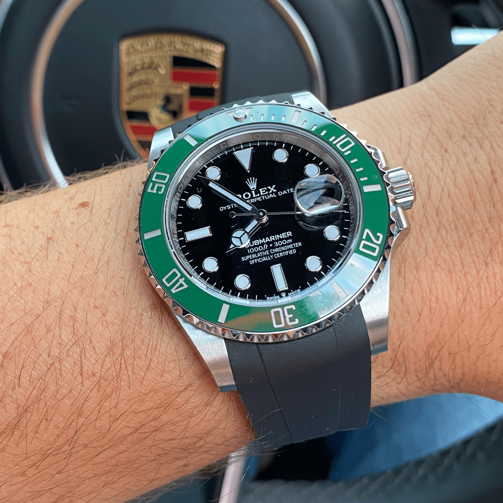 21mm Curved Ended Black Rubber Strap - Tempomat Madrid