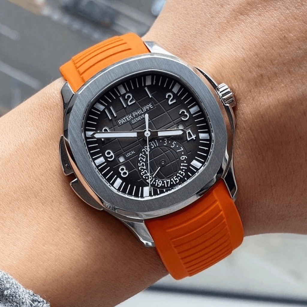 FKM Vulcanized Orange Rubber Strap for Patek Aquanaut - Tempomat Madrid