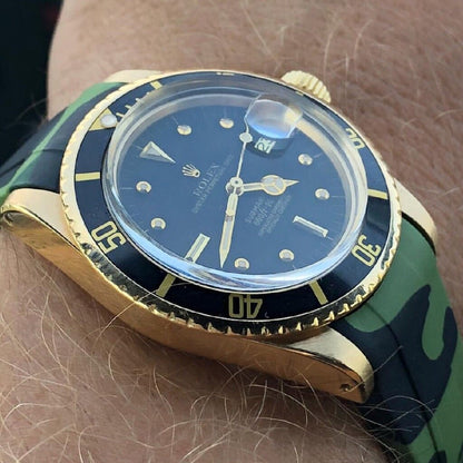 20mm Curved Ended Green Camo Rubber Strap - Tempomat Madrid