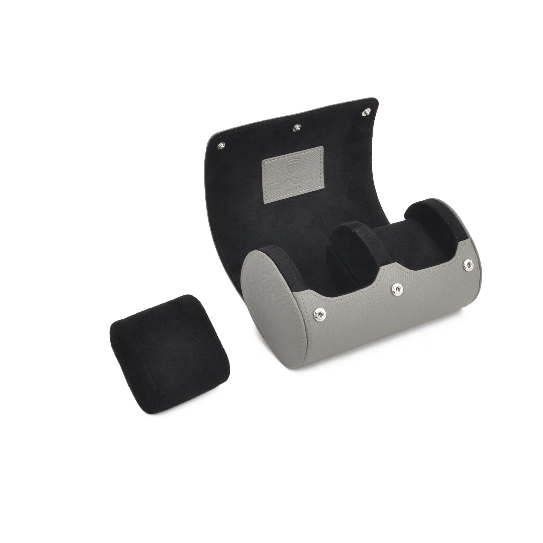 Grey Saffiano Double Leather Watch Roll - Tempomat Madrid