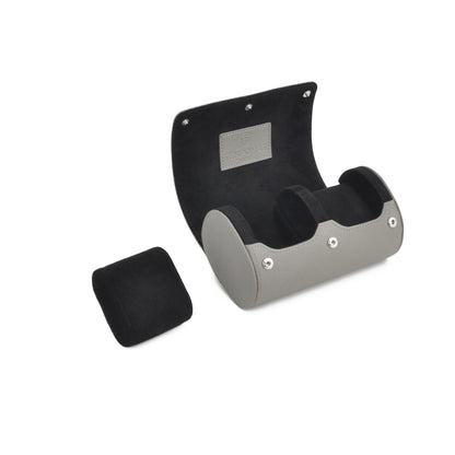 Grey Saffiano Double Leather Watch Roll - Tempomat Madrid