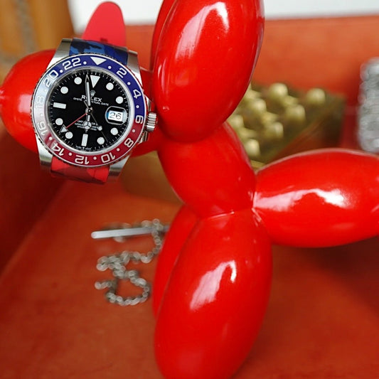 20mm Curved Ended Pepsi Camo Rubber Strap - Tempomat Madrid