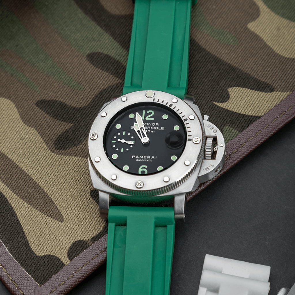 24mm Green Olive Rubber Strap - Tempomat Madrid