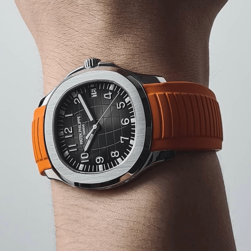 FKM Vulcanized Orange Rubber Strap for Patek Aquanaut - Tempomat Madrid