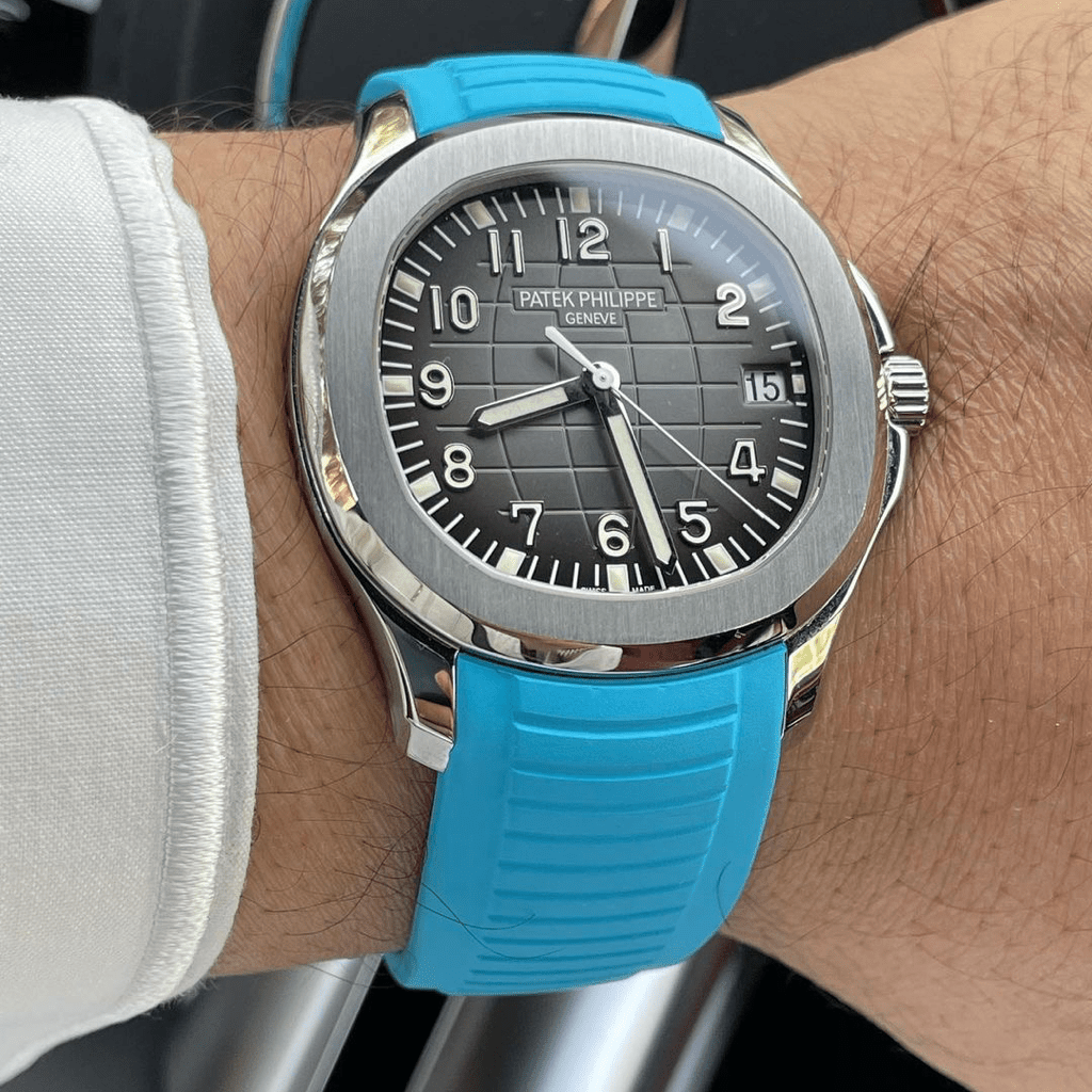 FKM Vulcanized Blue Marbella Rubber Strap for Patek Aquanaut - Tempomat Madrid
