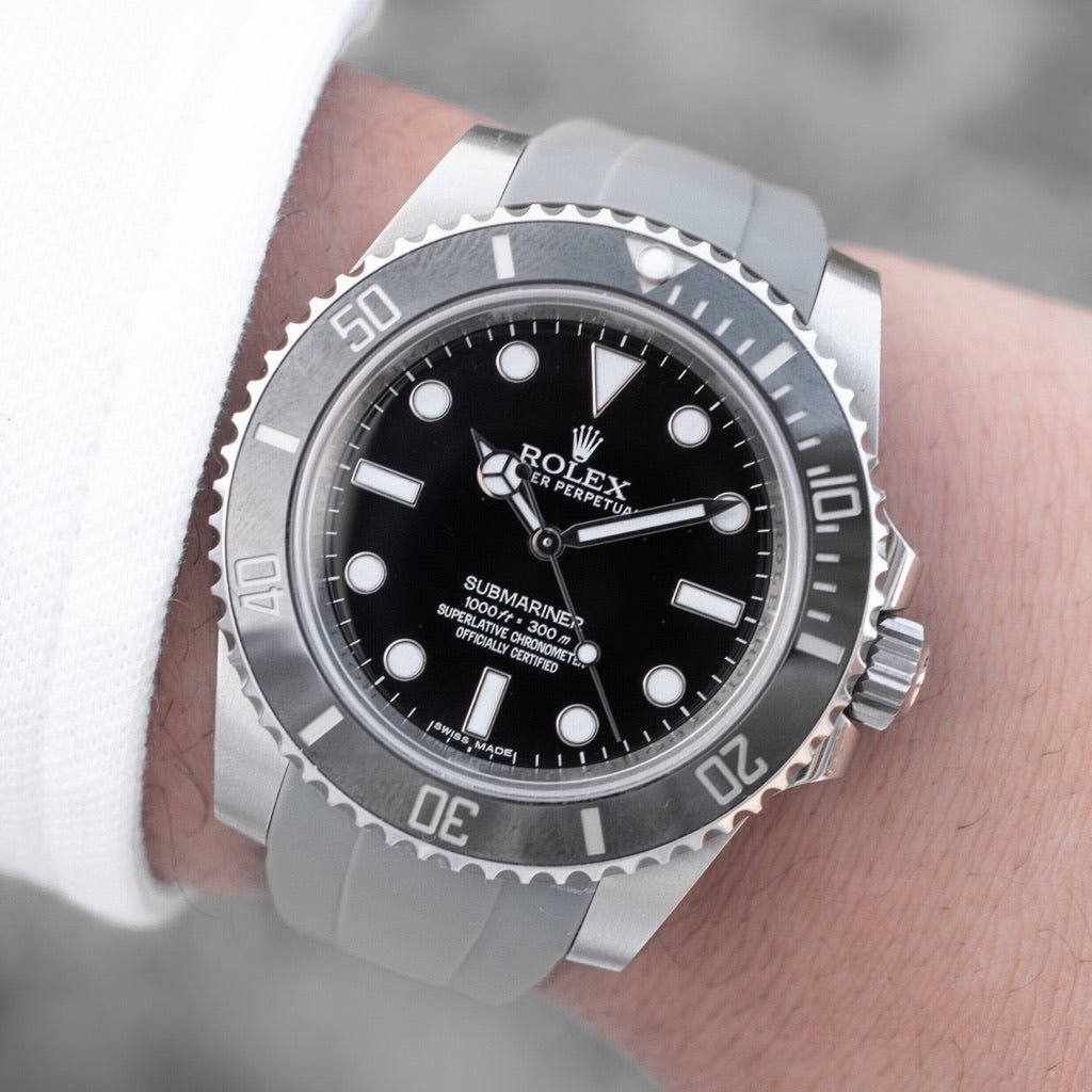 20mm Curved Ended Grey Rubber Strap - Tempomat Madrid