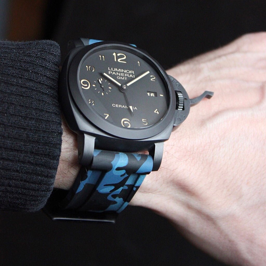 24mm Blue Camo Rubber Strap - Tempomat Madrid