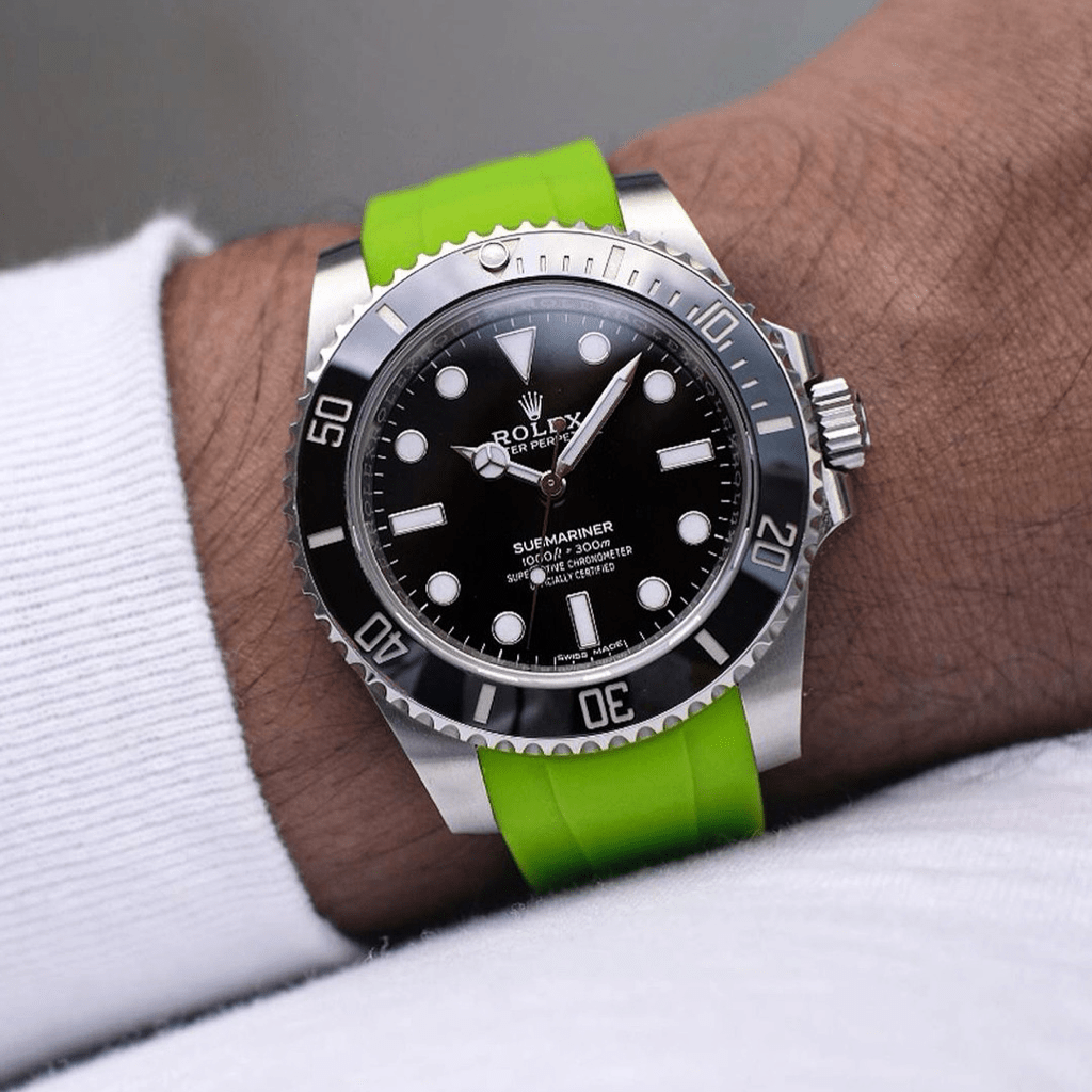 20mm Curved Ended Lime Rubber Strap - Tempomat Madrid