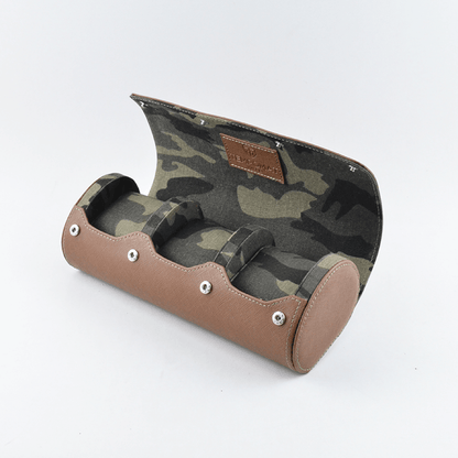 Brown Saffiano Leather Watch Roll - Tempomat Madrid