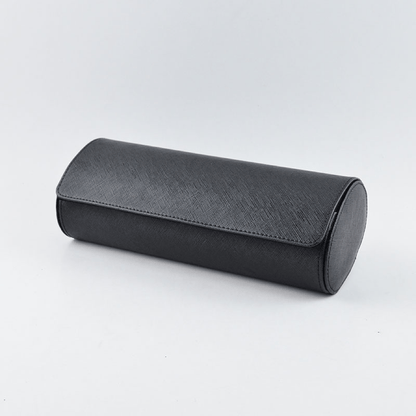 Full Black Saffiano Leather Watch Roll - Tempomat Madrid