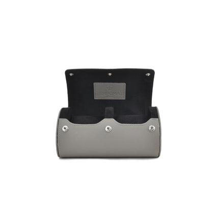 Grey Saffiano Double Leather Watch Roll - Tempomat Madrid