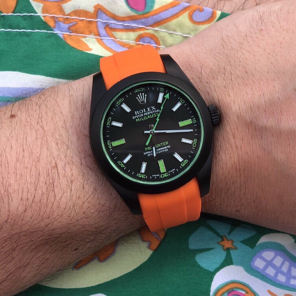 20mm Curved Ended Orange Rubber Strap - Tempomat Madrid