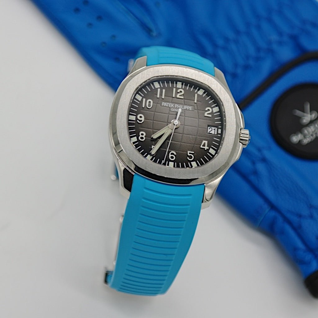 FKM Vulcanized Blue Marbella Rubber Strap for Patek Aquanaut - Tempomat Madrid