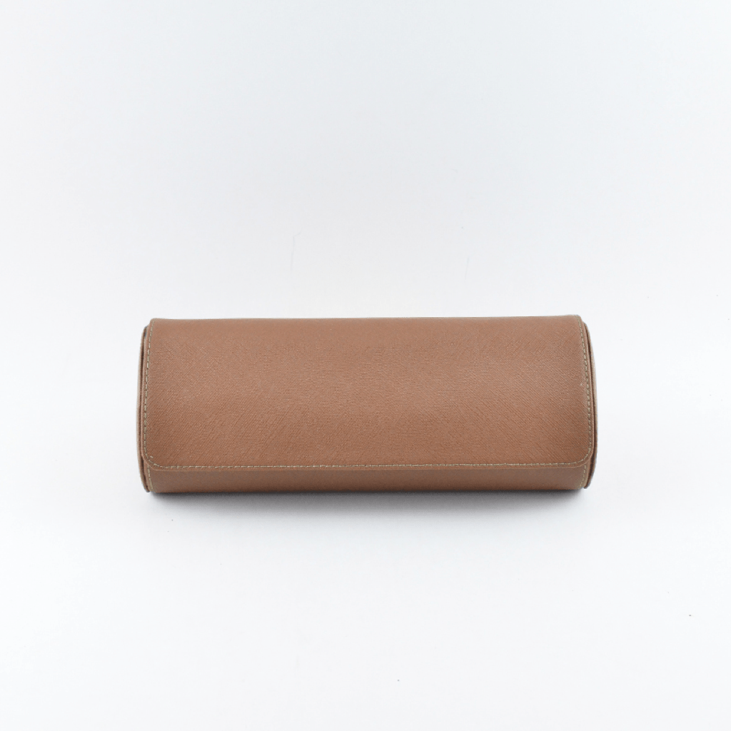 Brown Saffiano Leather Watch Roll - Tempomat Madrid